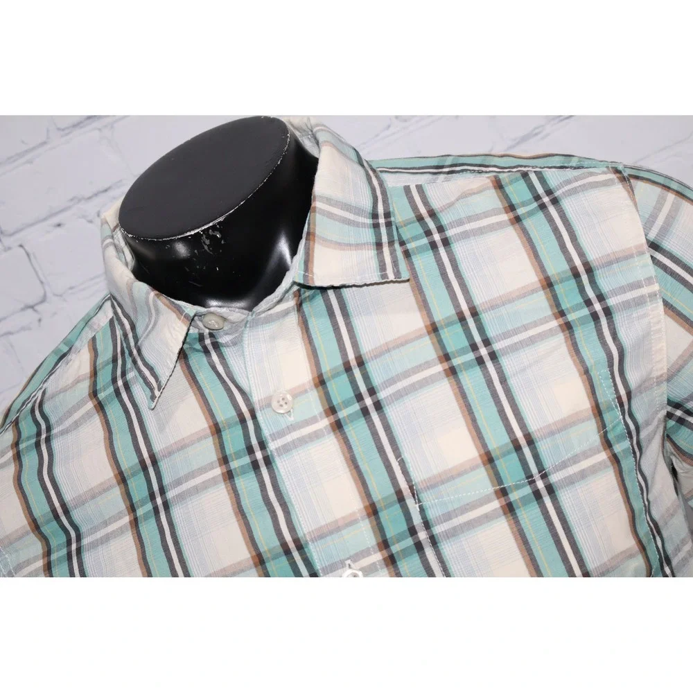 The North Face Button Down Dress Shirt Mens Large Plaid Outdoor Cotton Polyester